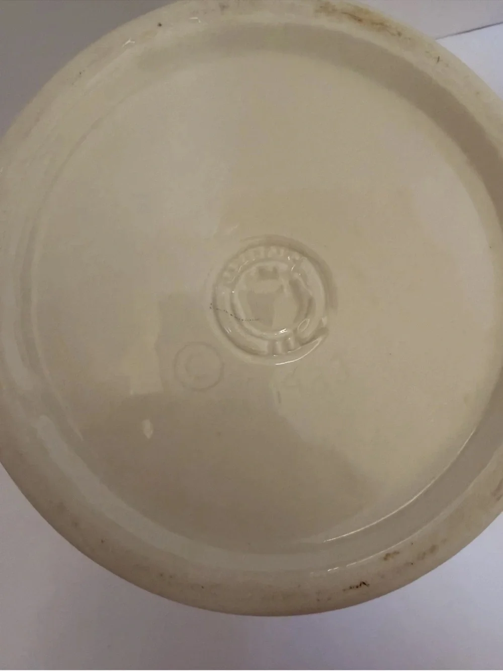 Cream Ceramic Canister with Blue Floral Motif